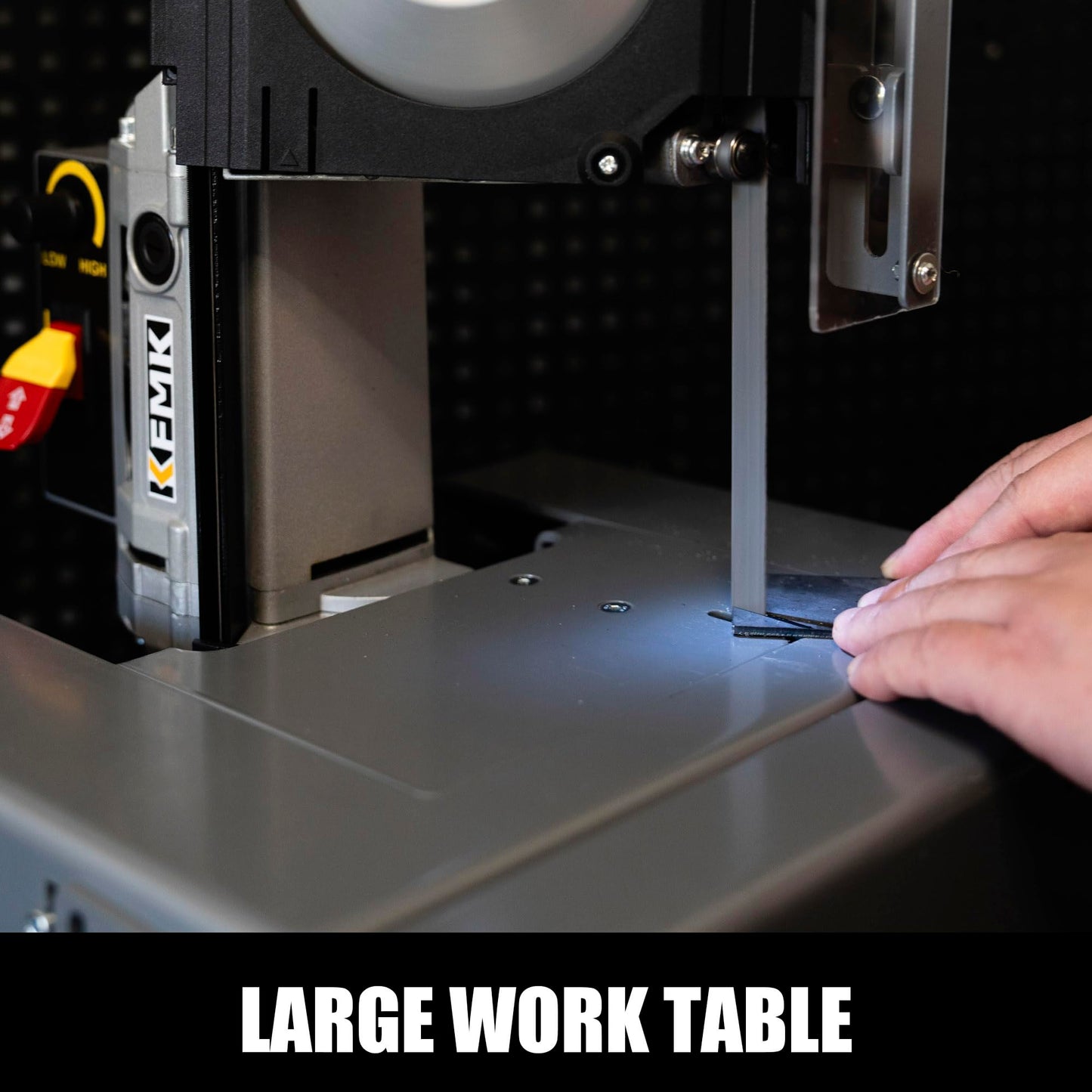 KFMK 10A Variable Speed Metal Band Saw with Large Workbench, 5" Cutting Capacity, Adjustable Speed 137-472 FPM, BandSaw Perfect for Metalworking, Knife Cutting