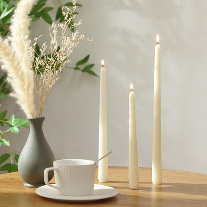 MTLEE Taper Candles 8/10/12 Multi Height Unscented Taper Candles 8 Burn Hours for Dinner Decorative Home Decoration Fall Thanksgiving Wedding Party Candlesticks(Beige,36)