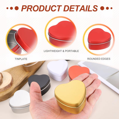 MECCANIXITY Heart Shaped Candle Tins, 2 oz Empty Metal Tin Cans Candles Containers for Candle Making Candies Gifts DIY Crafts, Red, Pack of 8