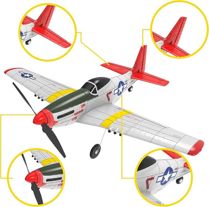 Top Race Remote Control Airplane RC Plane 4 Channel Ready to Fly RC Planes for Adults Advanced Foam Plane Remote Control Cessna P51 Mustang Upgraded with Propeller Saver (14 * 15 inch)