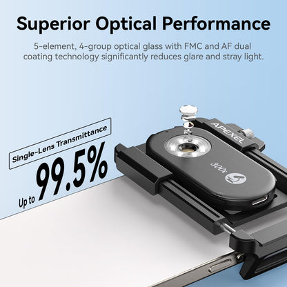 APEXEL 300X Phone Microscope Lens, Phone Camera Micro Lens with Universal Clip/LED Light/CPL, Mini Pocket Microscope, Phone Lens Attachment Fit for iPhone 17/16/15/14/13, Samsung, and Most Smartphone