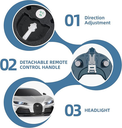 MIEBELY Remote Control Car - 1/24 Scale Fast Rc Race Car Bugatti Chiron 3.7V 500 mAh Toys with Headlight Racing Hobby Model Birthday Ideal Gifts for Adults Kids Boys Age 6 7 8 9 10 Year Old