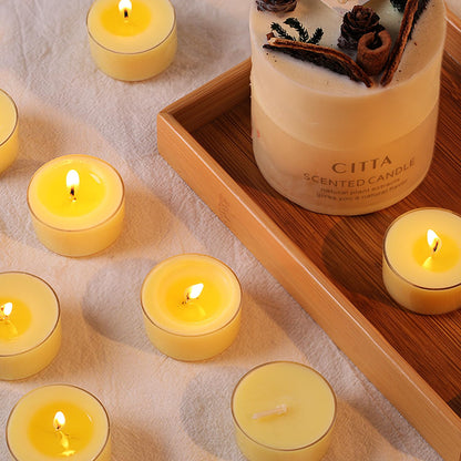 Vanilla Scented Tealight Candles – 14 Pack, 100% Pure Palm Wax, 6-Hour Burn, Ivory Cream Tea Lights for Cozy Ambiance, Home Relaxation, Romantic Settings, Clean Burn & Smokeless