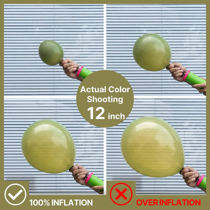 PartyWoo Sage Green Balloons 100pcs Different Sizes of 18 12 10 5 Inch Olive Boho Green Latex Balloon Arch Kit for Wedding Birthday Dinosaur Jungle Golf Football Theme Party Decorations Green-F11