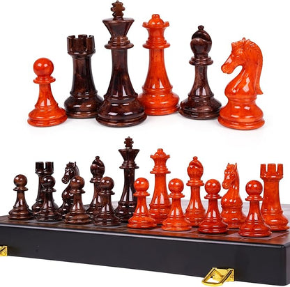 17 Inch Super Large Chess Set Weighted Acrylic Chess Pieces with Zinc Alloy Core 4.2” King Luxury Staunton Chess Set Professional Tournament Folding Chess Board for Home Club &amp Display
