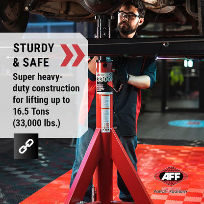 AFF 16.5 Ton Fixed High Truck Stand - Adjustable Height Vehicle Lift- Super Heavy Duty