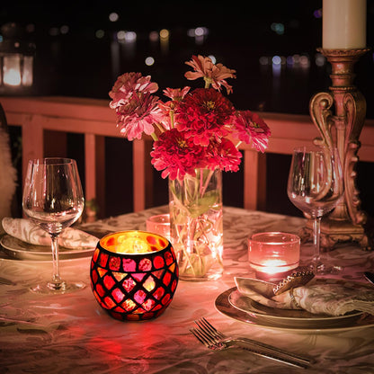 ledmomo European Style Glass Candlestick Ornament Tea Light Holder Romantic Candle Cup for Wedding Home Decor Dinner Party Table Centerpiece