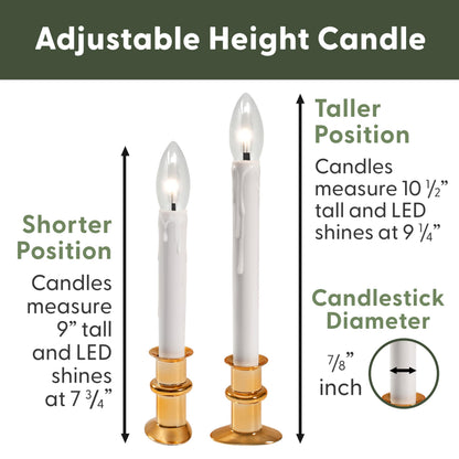 612 Vermont Ultra-Bright LED Window Candles with Timer, Remote Control, Twinkle/Steady LED Light, Battery Operated, Slim Metal Base, VT-9167-R4-BW (Pack of 4, Polished Brass)
