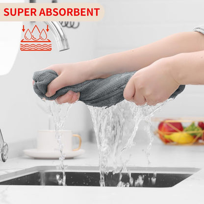 Homaxy 100% Cotton Waffle Weave Kitchen Dish Cloths, Ultra Soft Absorbent Quick Drying Dish Towels, 12 x 12 Inches, 12-Pack, Grey