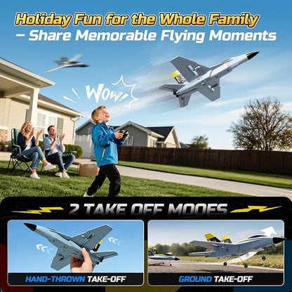 DEERC F18 4 Channel RC Plane for Adults Remote Control Airplane Fighter Jet2.4GHz 6-axis Gyro Stabilizer RTF Hobby Glider Aircraft Plane with 2 Batteries Easy to Fly for Adults Boys