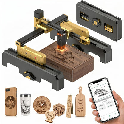 Artilume T1 Portable Laser Engraver, 3000mW Foldable Engraving Machine with Protective Case & App Control, Beginner Friendly Mini Laser Cutter for Small Business, DIY Crafts Wood Leather