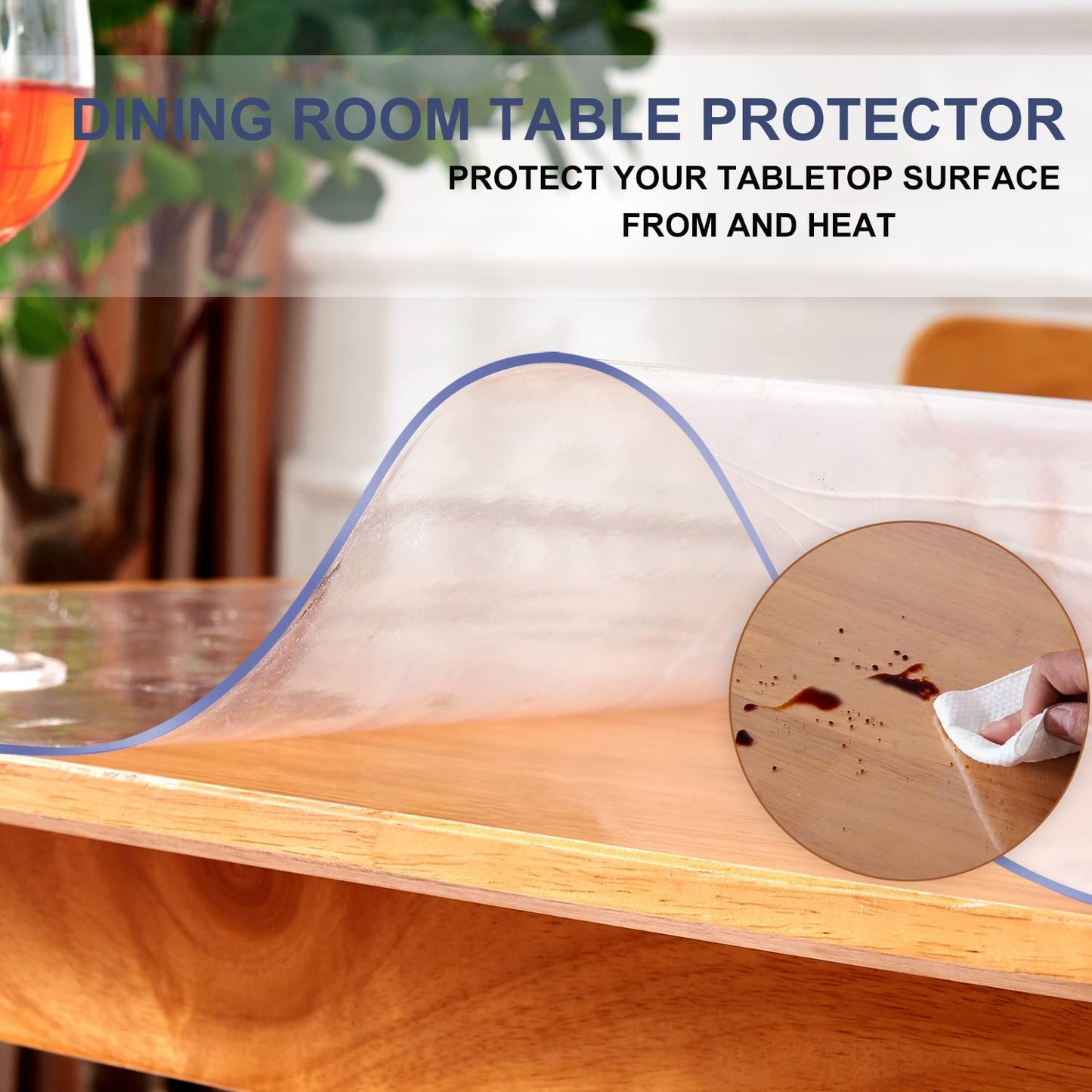 1.5mm PVC Clear Table Cover Protector 24x36 Inch Desk Blotter Cover Protector Rectangular Vinyl Desk Pad Plastic Table Cover for Dresser Night Stand Computer Writing Desk Dining Room Tabletop Non-slip