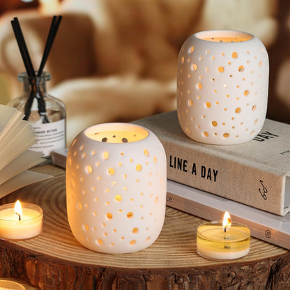 HAVITI 6 Pcs Votive Candle Holder, Tealight Candle Holders, Ceramic Tea Light Candle Holders for Wedding Centerpieces Dinner Party Table Decor