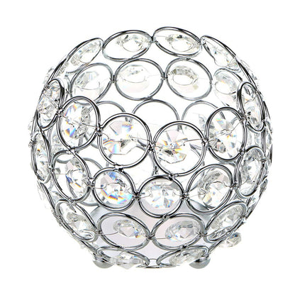 OwnMy 10cm Crystal Bowl Votive Candleholder Sparkly Tea Light Candle Holders Candle Lanterns Decorative Candelabra Vase for Christmas New Year Wedding Table Centerpieces (Silver Tone)