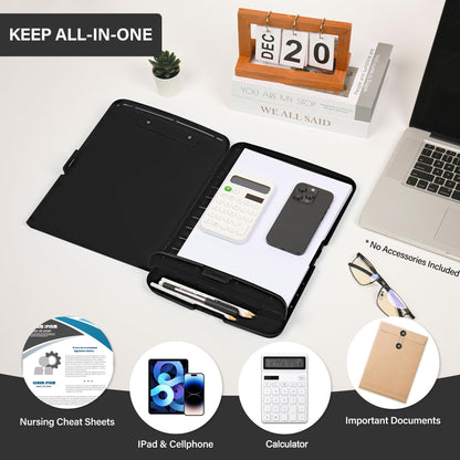 YEAHVIY Clipboard with Storage, High Capacity Clip Boards 8.5x11, Heavy Duty Plastic Nursing Clipboard Folder with Pen Holder and Low Profile Clip for School & Office