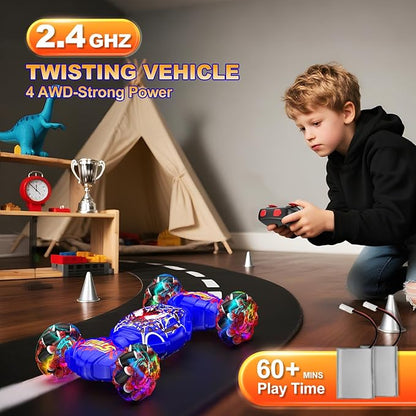 Remote Control Car Gesture Sensing RC Stunt Car 4WD Transform Off-Road Vehicle for 360° Rotation &amp Drift 2.4GHz Hand Controlled Twister Cars RC Cars Toys for Kids Boys Girls Birthday Gift Age