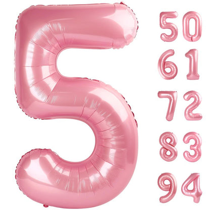 Pearlescent Pink 5 Balloon, Number Balloons 40 Inch, 5th Birthday Balloon Decorations, Pastel Pink Party Supplies, 5 Number Balloons, Number 5 Balloon