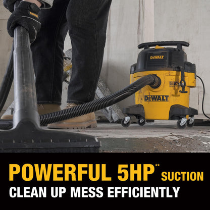 DEWALT STEALTHSONIC Wet Dry Shop Vac 6 Gallon, Shop Vacuum Wet and Dry 5 HP, Ultra Quiet Shopvac with Powerful Suction, Wet Dry Vacuum Cleaner for Home, Garage, Workshop, Jobsite, DXV06P-QT