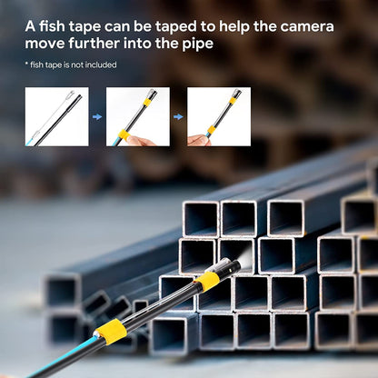 DEPSTECH 50FT Endoscope Camera with Light: Triple Lens 5" IPS Screen Sewer Inspection Camera, 1080P Industrial Borescope, Split Screen, Semi-Rigid Cable, Waterproof Drain Pipe Tool, Carrying Case