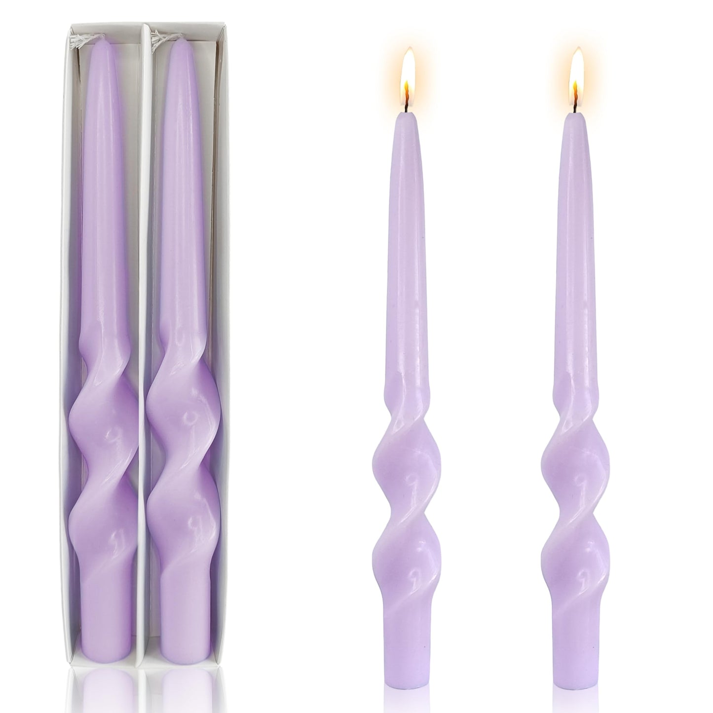 Purple Taper Candles 10inches Spiral Taper Candles Purple Long Twisted Candlesticks Smokeless Unscented Candle Stick Dinner Tall Candle for Christmas advent Home Décor Weddings Festive Seasons Holiday