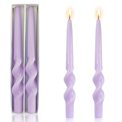 Purple Taper Candles 10inches Spiral Taper Candles Purple Long Twisted Candlesticks Smokeless Unscented Candle Stick Dinner Tall Candle for Christmas advent Home Décor Weddings Festive Seasons Holiday