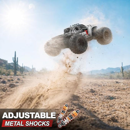 RC Cars 1:14 4WD Off-Road RC Monster Truck High Speed 40 km/h 4x4 Remote Control Car with 2 Rechargeable 1300mAh Batteries and 2 Sets of Tires for Adults &amp Boys