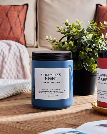 M&SENSE Summer's Night Scented Candles for Home, 19.4oz Large Natural Organic Soy Candles, 110 Hours Long Lasting, Non Toxic Clean Burn, Strong Manly Romantic Scent for Bath Stress Relief Relaxation