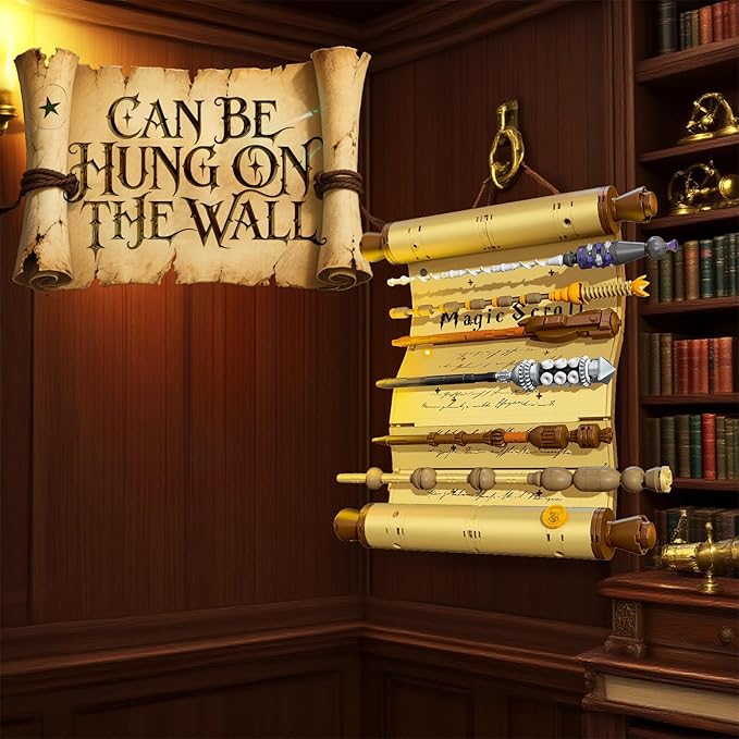 Inspired Magic Scroll Building Block Set with 7 Unique Wizard Wands Movie Fantasy Fans DIY Construction Toy for Enthusiasts Ideal Gift for Kids &amp Collectors