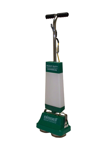 Bissell BigGreen BGFS5000 Portable Two Brush Floor Scrubber & Polisher, Polypropylene, 13"" W x 7"" D x 44"" H, White & Green