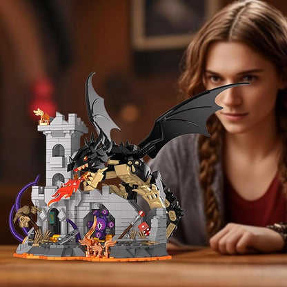 Fire Dragon Toy Building Set Medieval Castle Buildings Blocks for Adult Teens Kids 8+ Boys Girls DIY Model Building Kits Home Office Decor Birthday 919PCS