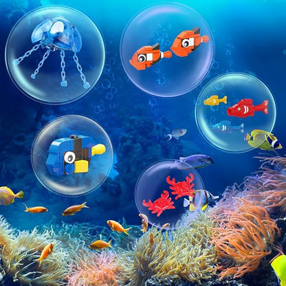 HOGOKIDS Fish Tank Building Set with LED Light - Movable Aquarium Building Toys for Adults Kids | 725PCS Creative Aquarium Toy with Jellyfish Fish Animal Educational Gift for Boys Girls Age 8-14