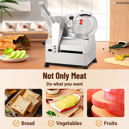 Electric Meat Slicer - 12 Inch Electric Food Slicer With Adjustable Thickness, Stainless Steel Blade, 800W Power, for Home and Commercial Use