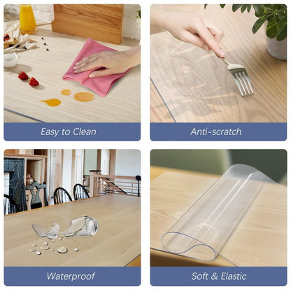 Vicwe Frosted Table Cover Protector 42 x 66 Inch, 1.5mm Thick Plastic Table Cover Rectangle,PVC Frosted Table Protector, Clear Table Cover for Night Stand, Writing Desk，Dining Room Table