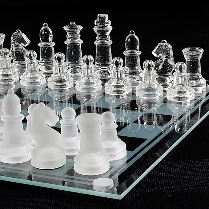 Elegant 10 Glass Chess Set - Premium Quality Board Game for All Ages for Chess Enthusiasts and Home Decor