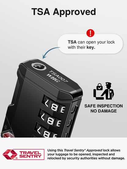 Puroma TSA Approved Travel Luggage Locks, 2 Pack Black 4 Digit Resettable Combination Code Lock with Zinc Alloy Body for Suitcase, Backpack, Laptop Bag, Gym Locker, Toolbox