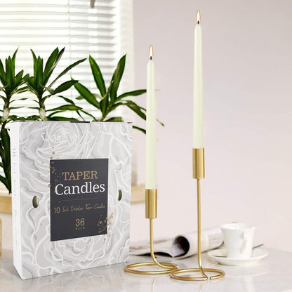 Grcdoyvl 36 Pack Ivory 10-Inch Taper Candles - Premium Dripless, Smokeless & Unscented for Wedding Decor, Romantic Dinner, Party & Home - Long Burning Hand-Poured Tall Candles with Clean Finish