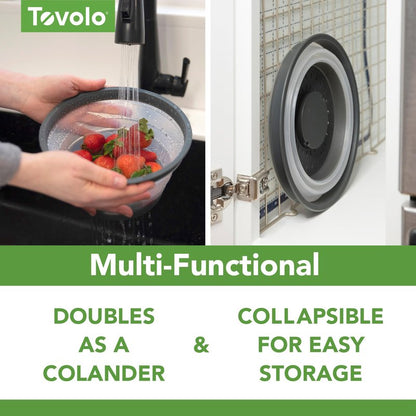 Tovolo Microwave Splatter Cover for Food, 3-Pack (Charcoal) - Collapsible & Vented Silicone Splatter Guard Lid - Microwave Plate & Dish Cover with Handle - BPA-Free Kitchen Gadget for Meal Prep