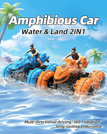 LM15-D Amphibious Remote Control Car 2.4 GHz Waterproof RC Car All Terrain Off Road Car Toys(Blue)