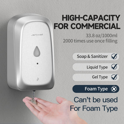 JETWELL Compact Commercial Black Stainless Steel Hand Dryer for Bathroom and Wall Mount Automatic Touch-Less Stainless Steel Hand Soap Dispenser- Automatic Hand Dryer and Wall Mount Soap Dispenser