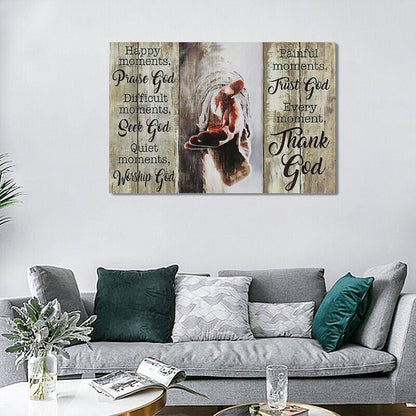 Amazing Jesus Poster Christian Religious Canvas Wall Art Every Moment Thank God Painting Christ Pictures Prints Hand of God Artwork Motivational Quotes Wall Decor Poster Framed for Bedroom Living Room
