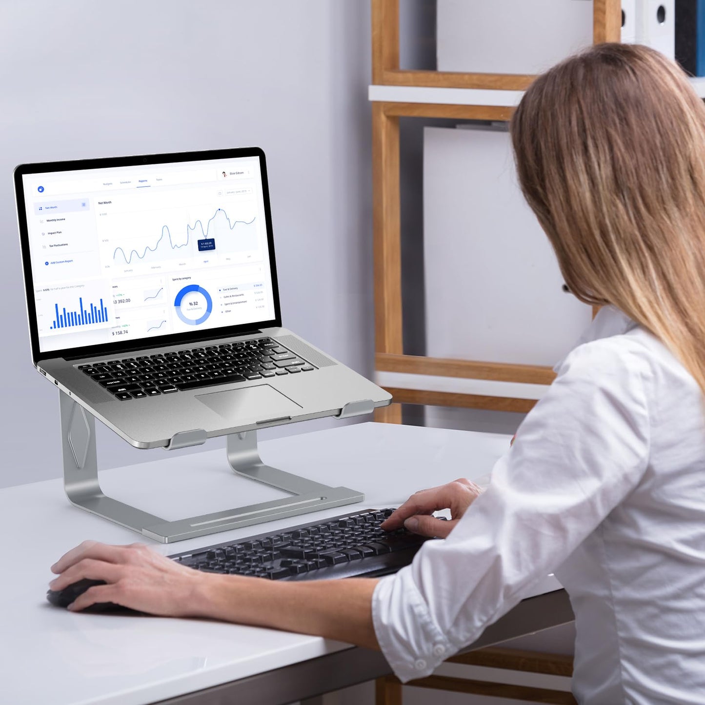 Tonmom Laptop Stand for Desk, Metal Laptop Riser Holder, Removable Notebook Stand Ventilated Cooling Computer Riser Compatible with 10-15.6” Laptops
