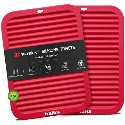 Walfos Silicone Trivets for Hot Pots and Pans - Heat Resistant Hot Pads for Kitchen Counter- Multi-Purpose & Versatile Trivet Mat - Long-Lasting & Flexible Silicone Hot Pad
