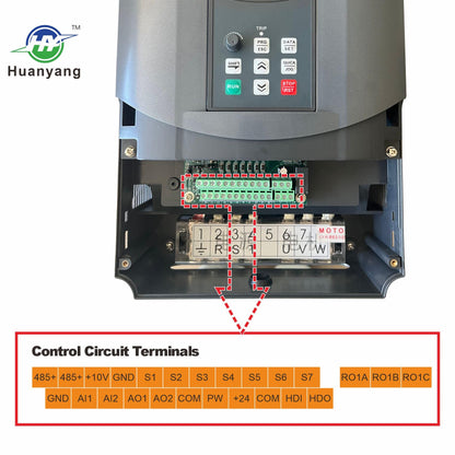 HY HUANYANG Variable Frequency Drive VFD Vector Single to 3 Phase Converter, for Motor Speed Control,220VAC Input/Output (GT Series 11KW-15HP Model)
