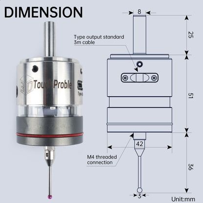 CNCTOPBAOS High Precision 3D Edge Finder 0.001mm NO,Waterproof CNC Machining Center Trigger Touch Probe,Milling Machine Automatic Find Center Position Locator,XYZ Coordinate Tool Setter Measuring+Tip