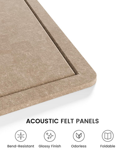 Fluxynara Bulletin Board, 23.6" x 17.5" Cork Board Alternative with 12 Safe Removable Adhesive Tabs, Foldable Felt Pin Board for Home Office, Classroom, Bedroom,Entryway for Walls—Taupe