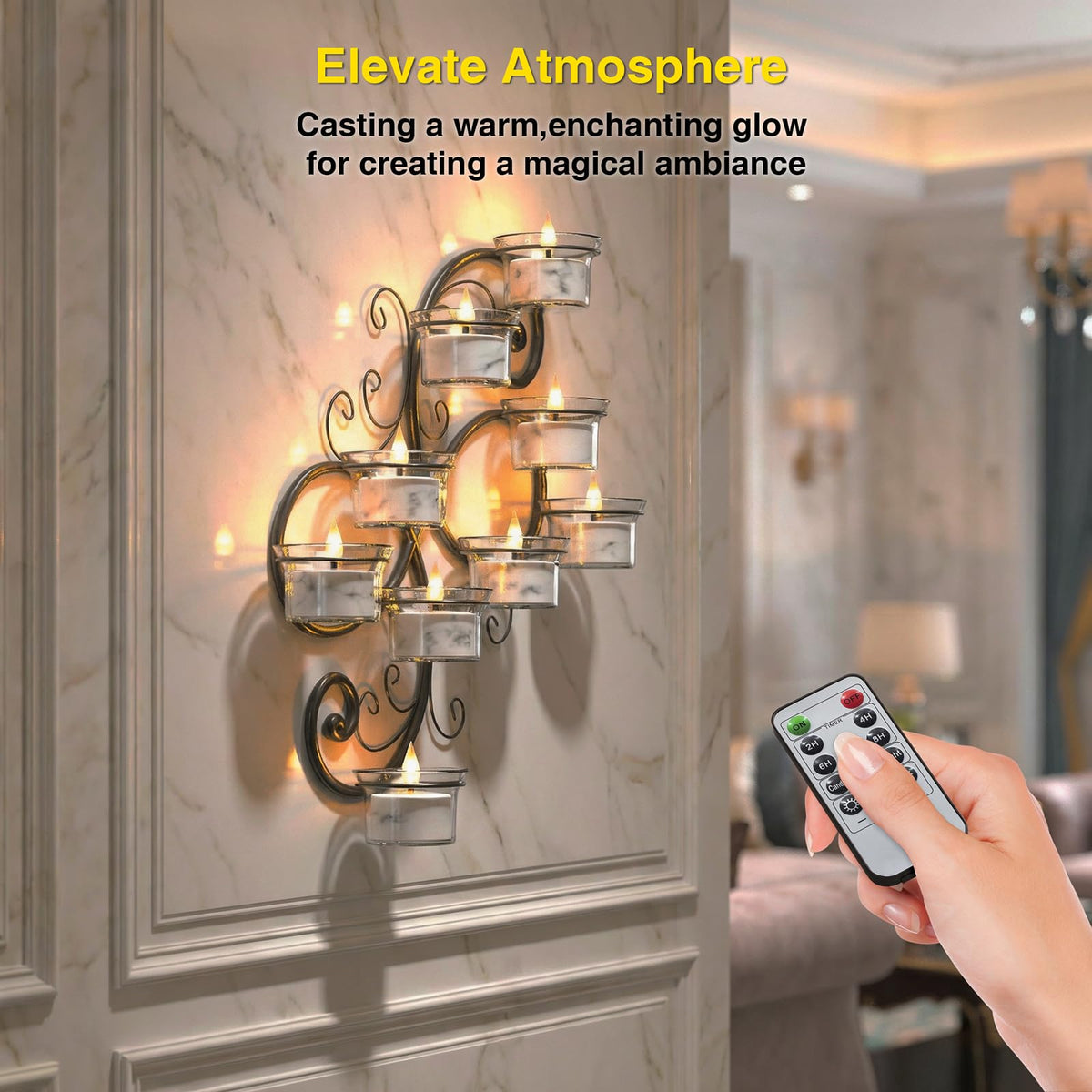 Flameless Tea Lights Candles with Charging Station,White Marble Pattern,LED Tea Lights Candles with Remote Control Timer for Valentine's Day,Centerpiece Table Decorations,Anniversary,Home Decor,6-Pack