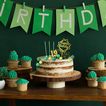 Yerliker 34 Pcs Happy Birthday Cake Toppers Decorations Birthday Candles DIY Cake Decor for Men Women Wedding Anniversary(Jungle)