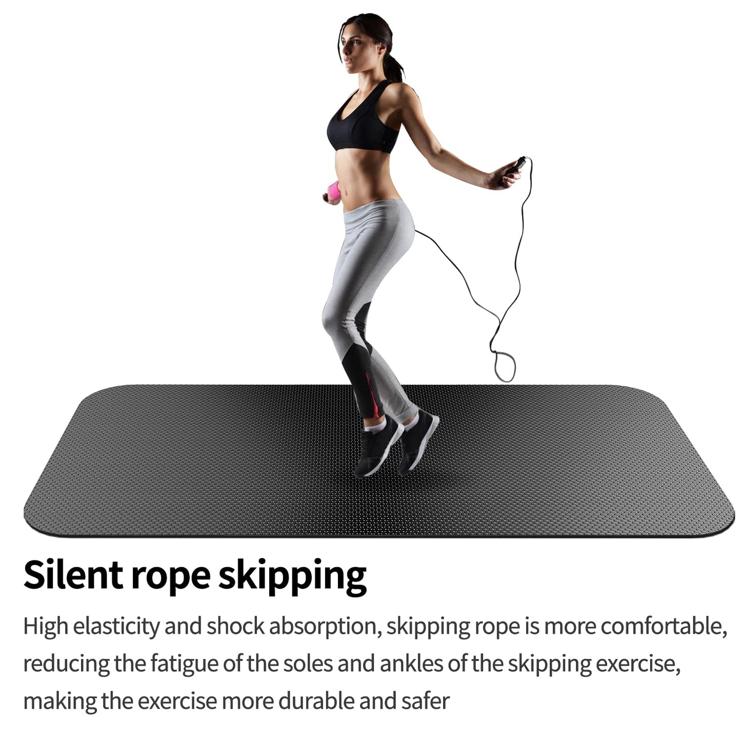 TONINT Large Exercise Mat, Equipment Mat,Treadmill Bike Workout Mats for Home Gym Flooring Rubber Mat Fitness Yoga Cardio Weightlifting, Jump Rope, Non-slipping, 2.65-Feet x 7-Feet