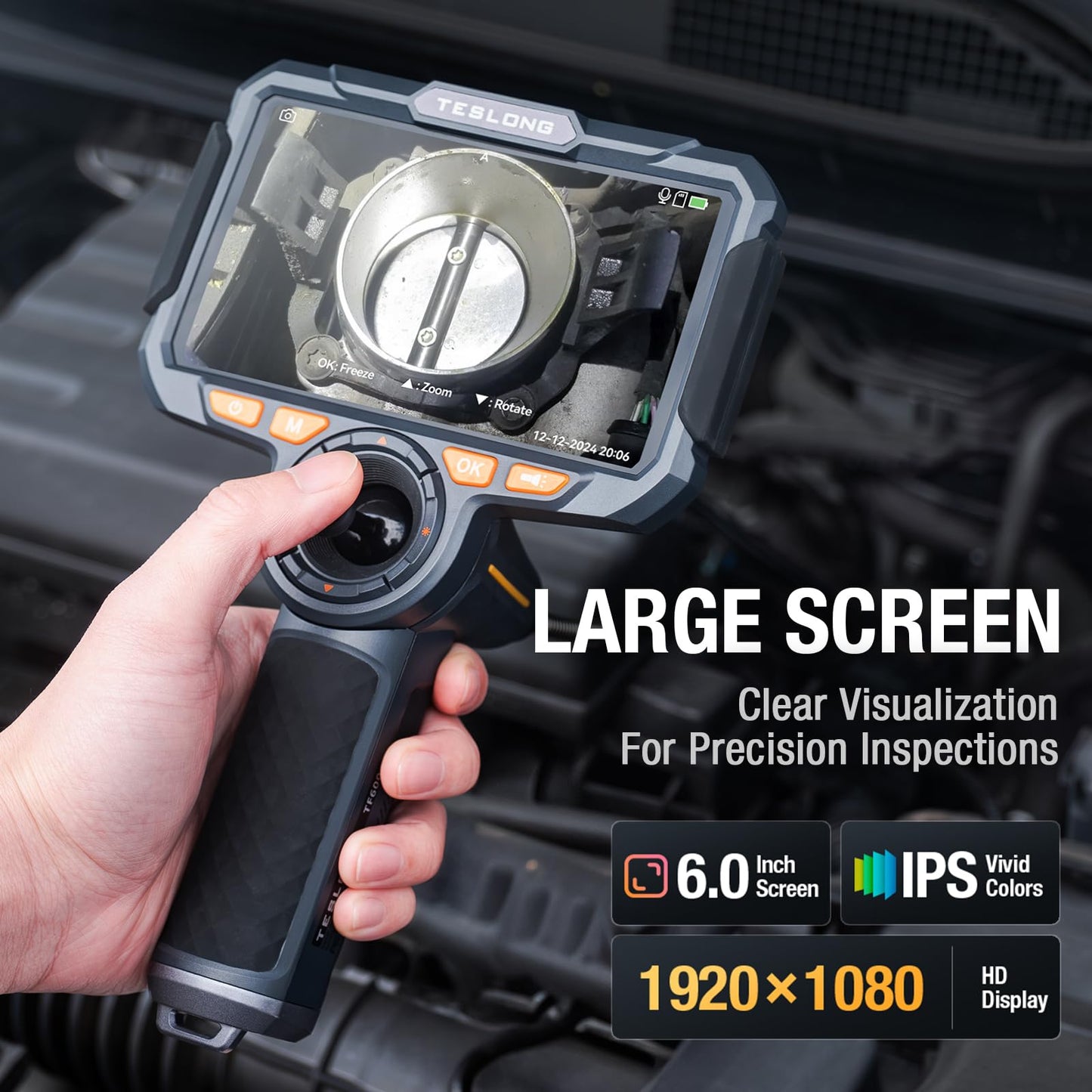 Teslong 3.9mm 4-Way Articulating Borescope with Light, 6'' IPS Endoscope Inspection Camera with 360 Articulated Probe, Flexible Automotive Mechanics Gadgets Fiber Optic Scope Cam (0.15inch-5FT)