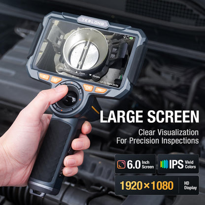 Teslong 3.9mm 4-Way Articulating Borescope with Light, 6'' IPS Endoscope Inspection Camera with 360 Articulated Probe, Flexible Automotive Mechanics Gadgets Fiber Optic Scope Cam (0.15inch-5FT)
